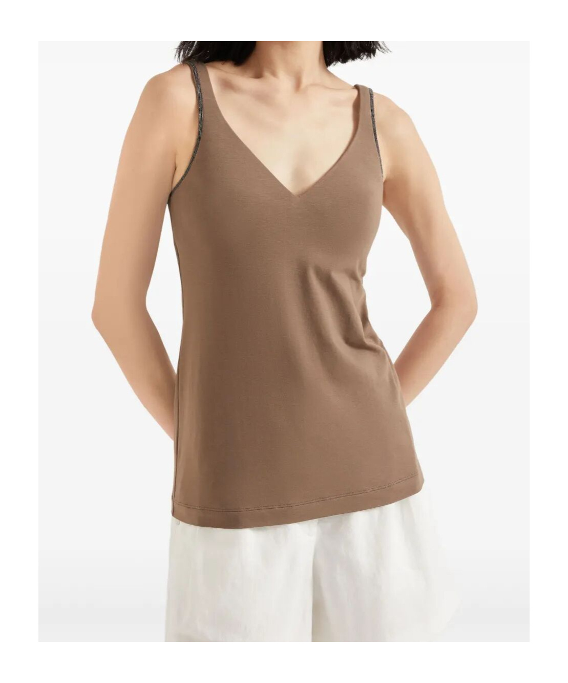 Brunello Cucinelli Jersey Top In Brown