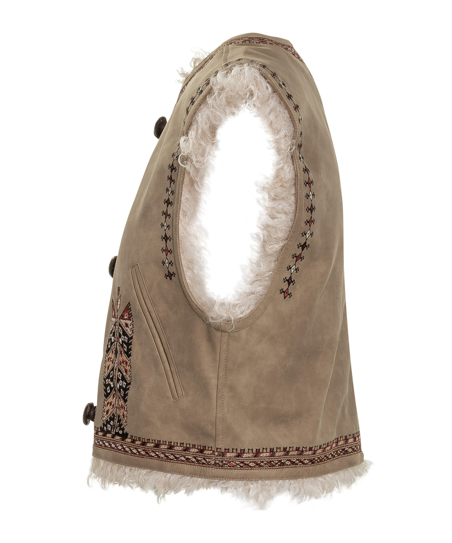 Isabel Marant Étoile Clemencia Embroidered Shearling Vest In Brown