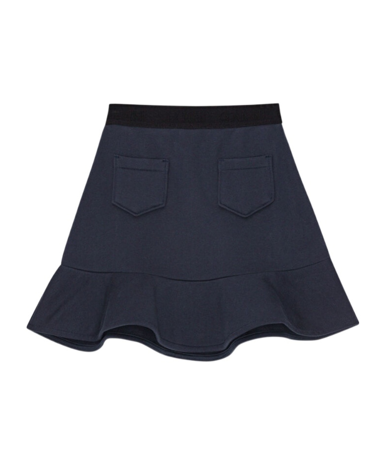 Ganni Navy Heavy Fleece Miniskirt In Black