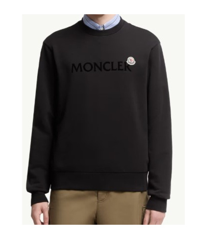 Moncler Crew Neck Cotton Sweatshirt In Black
