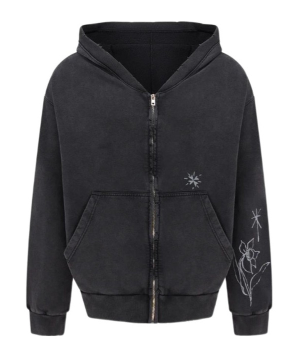 We11 Done Zippered Hooded Sweatshirt In Black