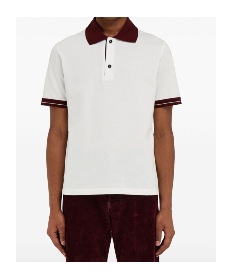 Ferragamo Color-block Short Sleeved Polo T-shirt In White
