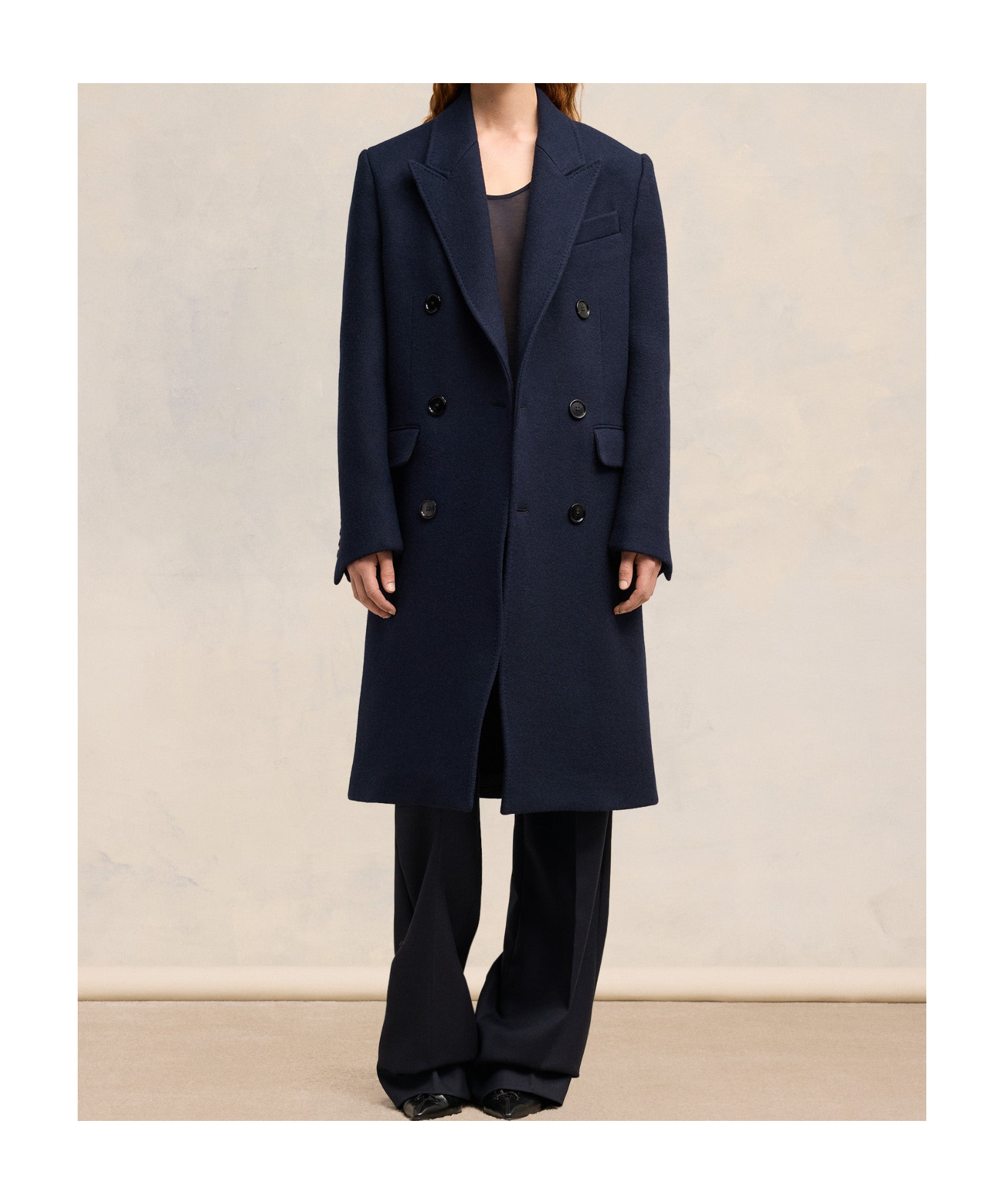 Ami Alexandre Mattiussi Double-breasted Wool Coat In Black
