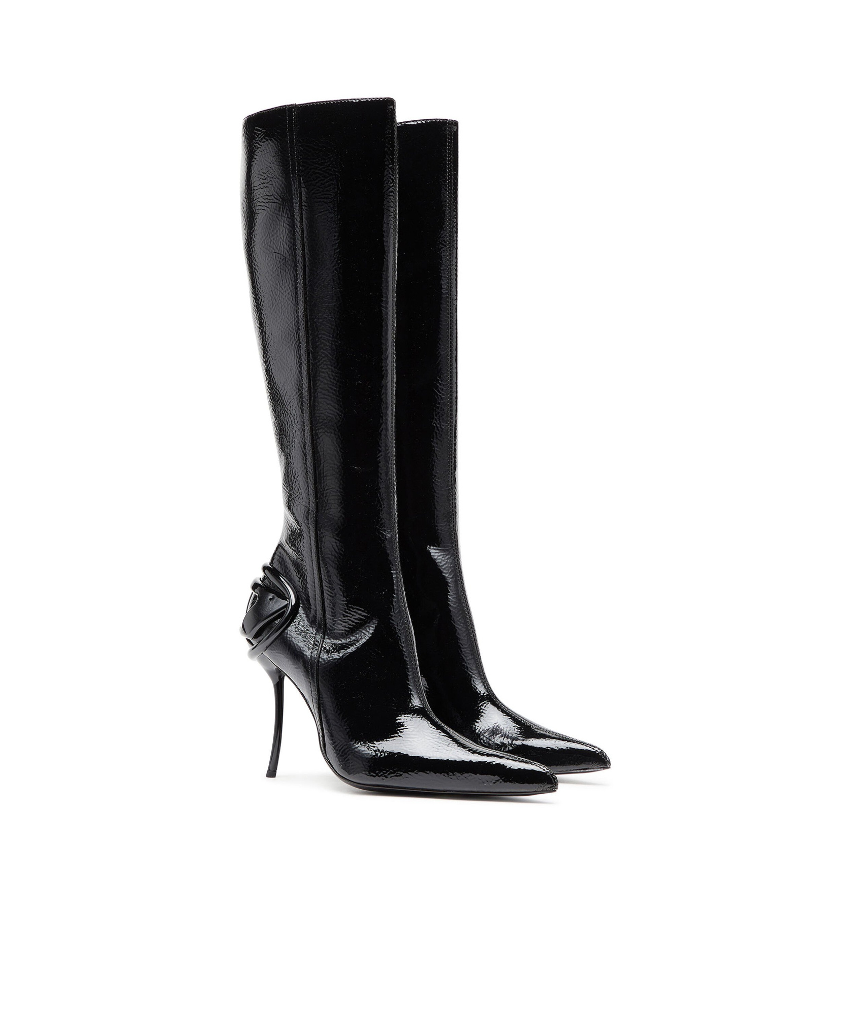 Diesel 110mm Leather Boots In Black