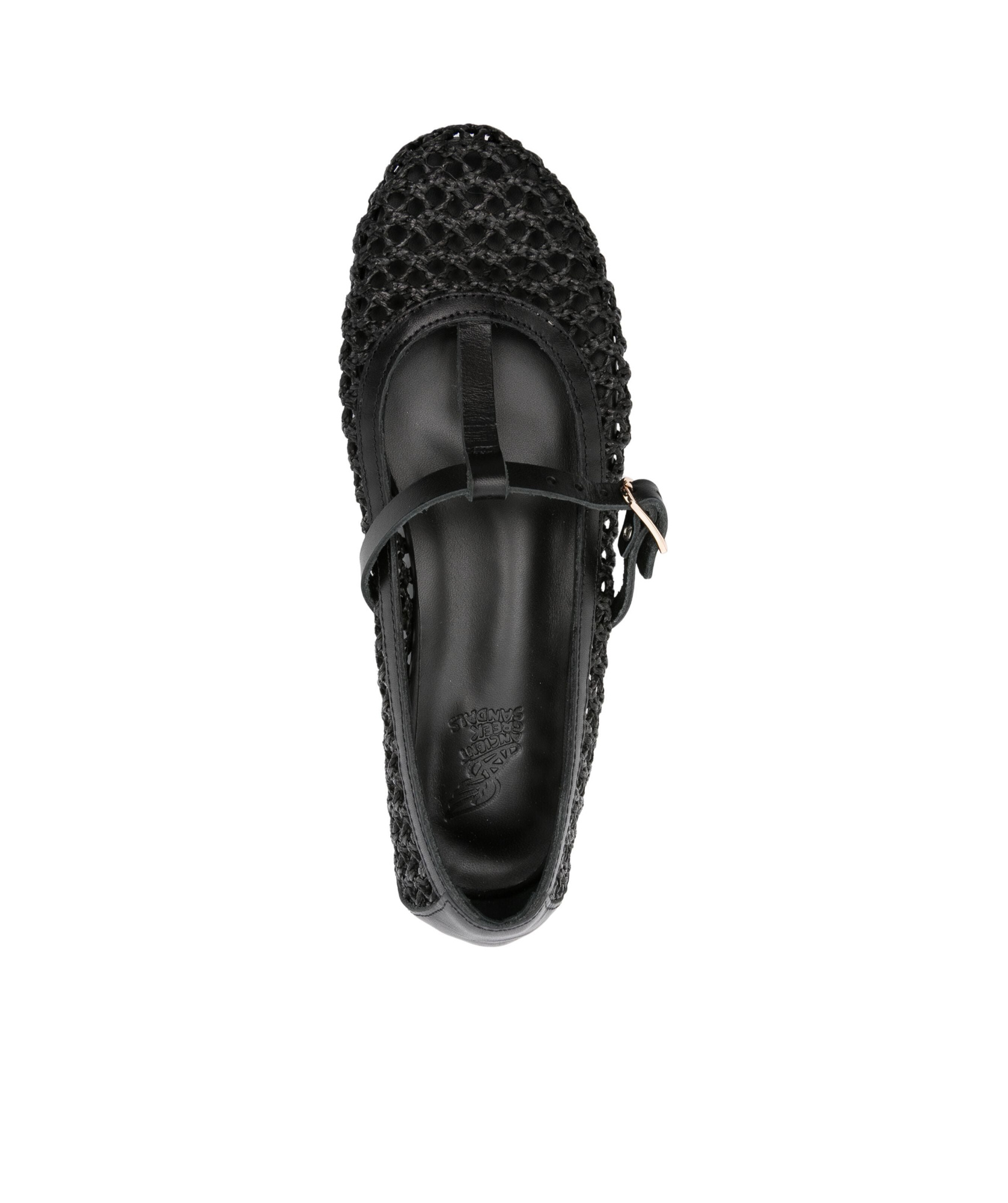 Ancient Greek Sandals Woman Ballet Flats Black Size 8 Cowhide In Black