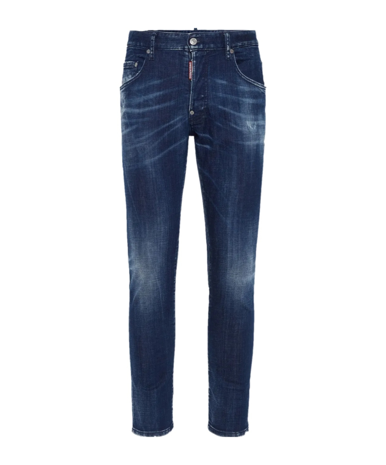 Dsquared2 Navy Blue Slim Cut Jeans With Whiskering Effect In Blue