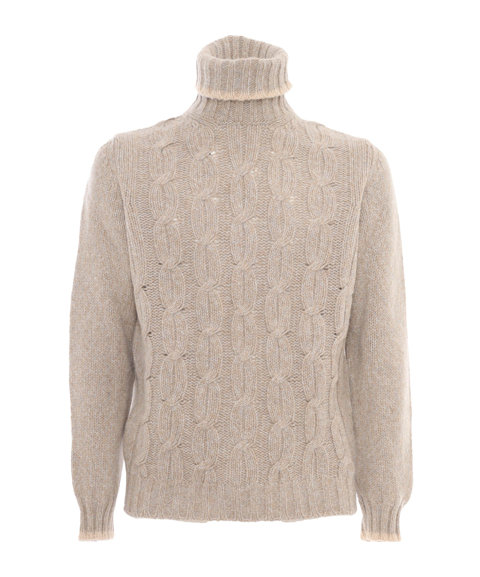 Fedeli Turtle-neck L/s Knitted Sweater Man In Nude