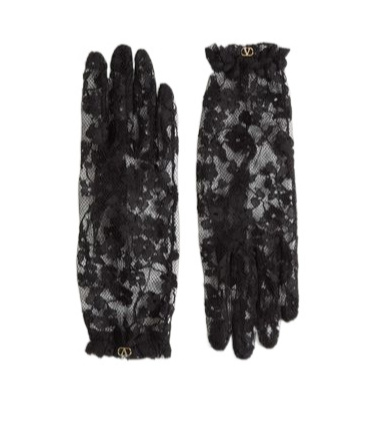 Valentino Garavani Floral-lace Gloves In Black