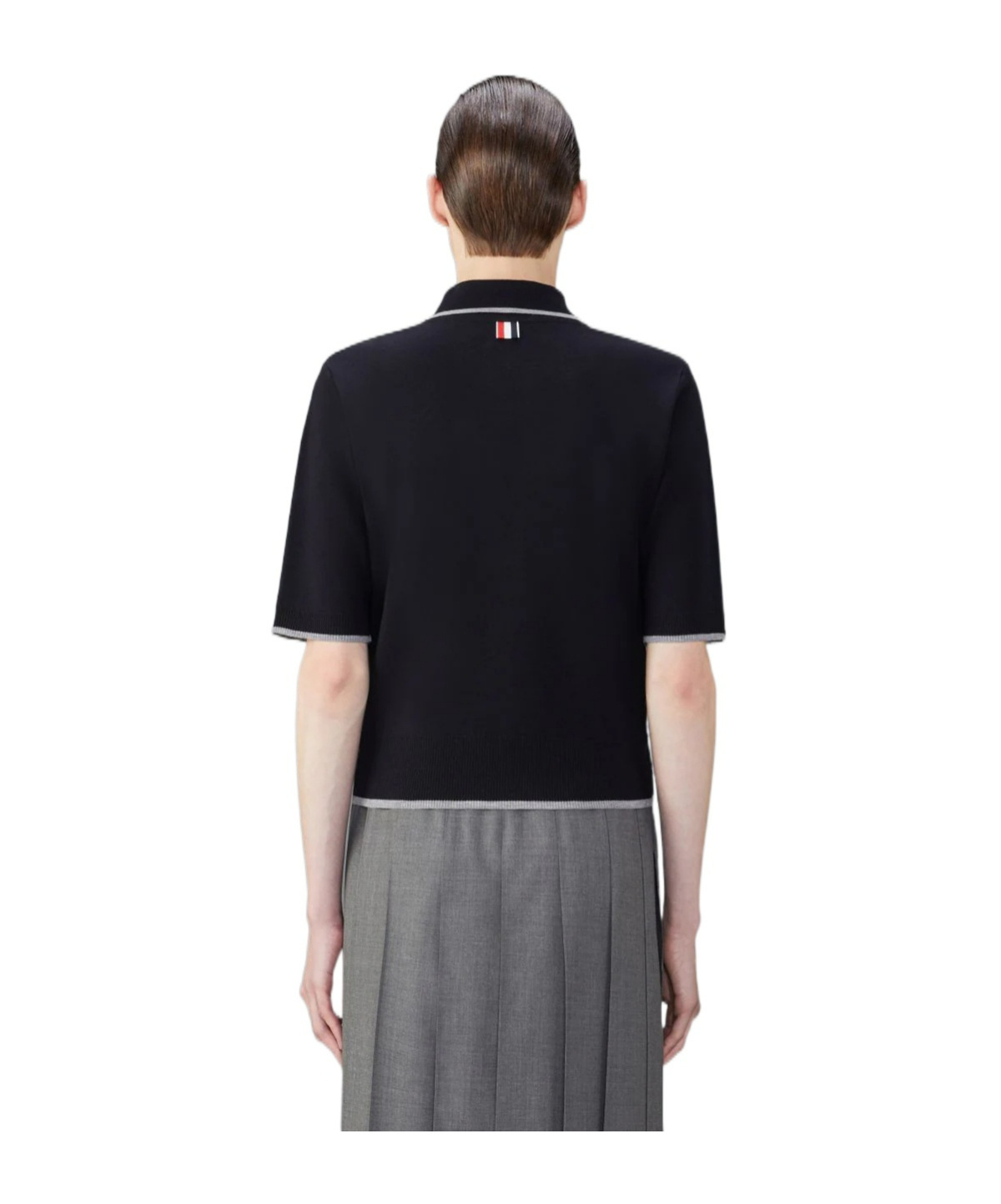 Thom Browne Navy Half-zip Polo In Black