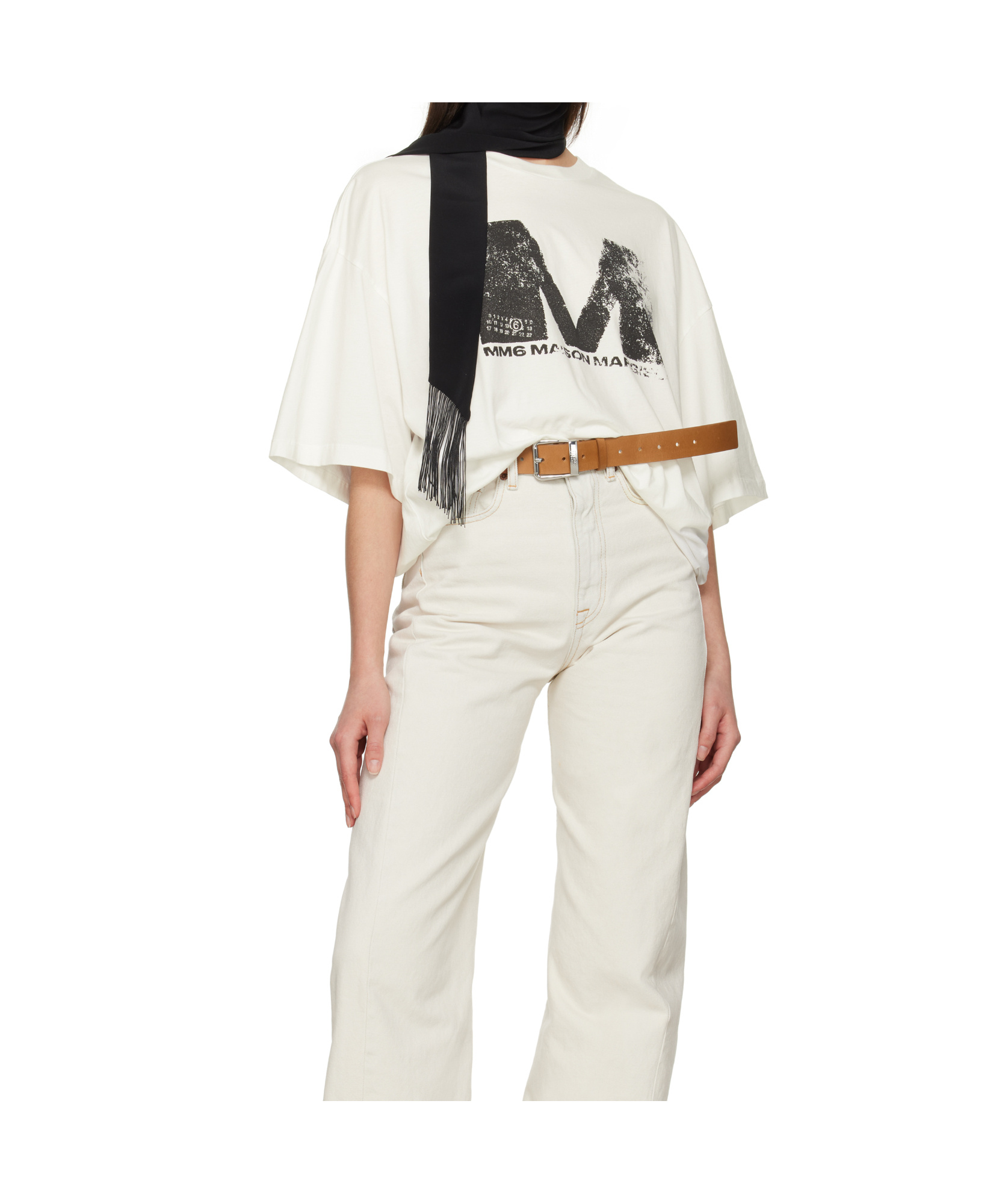 Shop Mm6 Maison Margiela Silk Scarf In Black