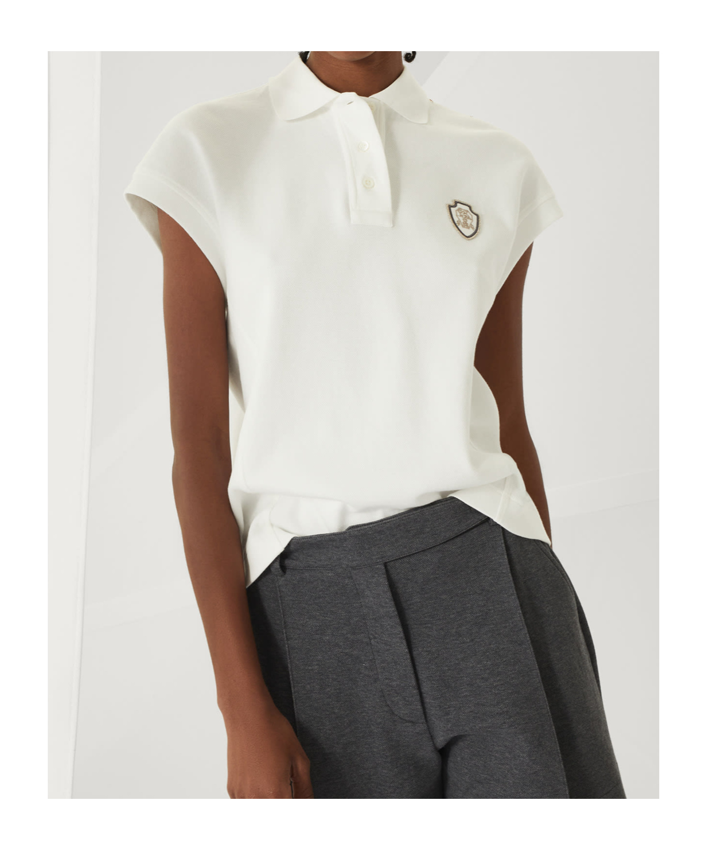 Brunello Cucinelli Polo Top With Cap Sleeves And Straight Hem