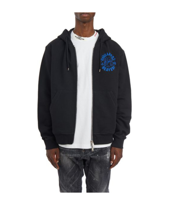 Dsquared2 Sweatshirt With Hoodie And Zip In Black