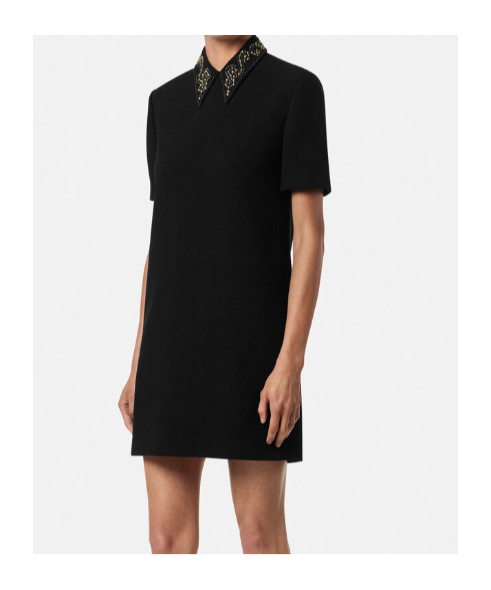 Versace Embellished-collar Mini Dress In Black