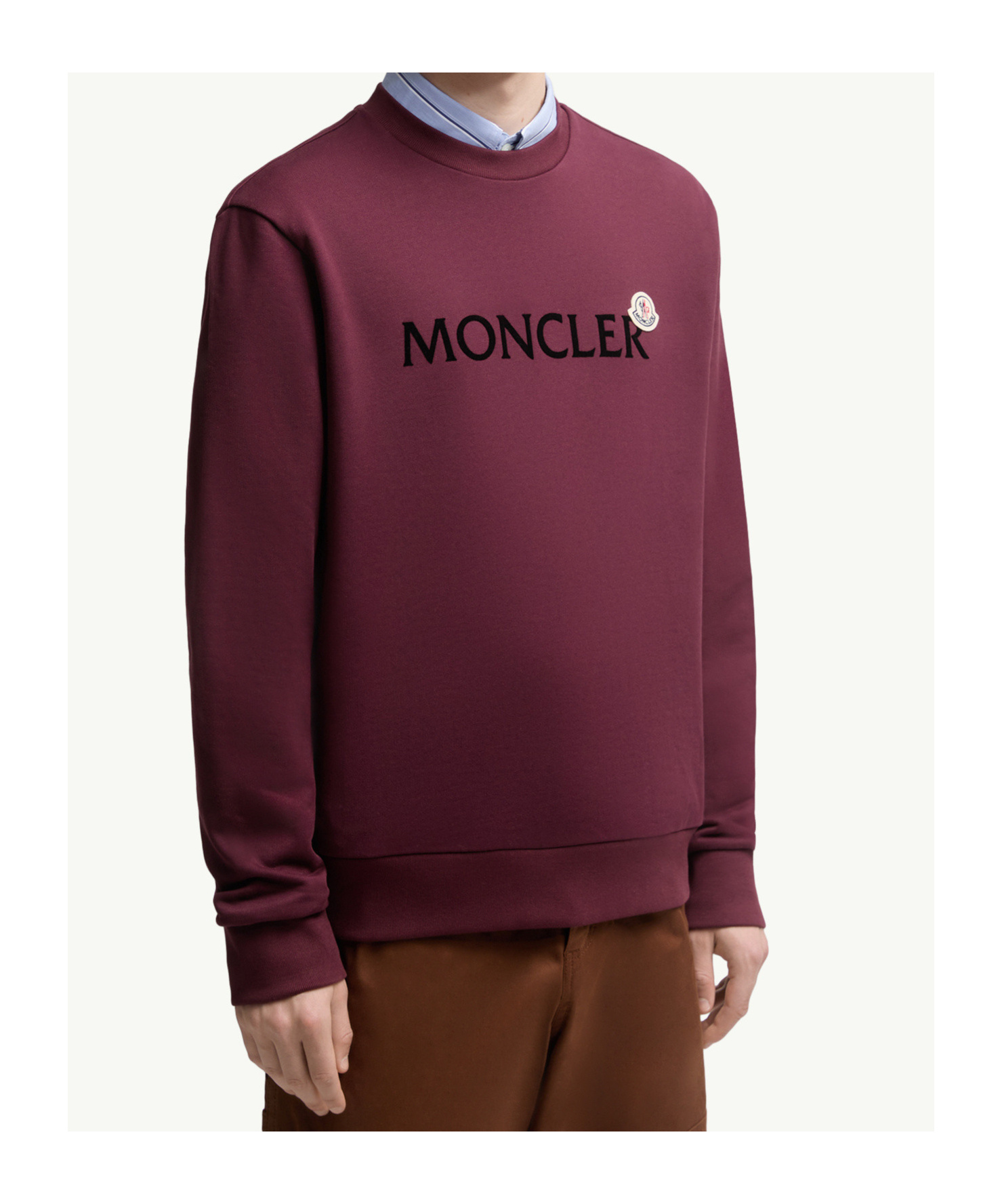 Moncler Maroon Crewneck Logo Sweatshirt In Brown