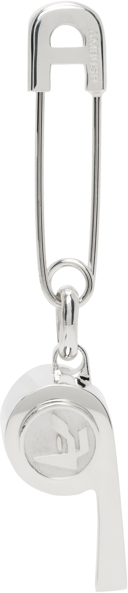 Ambush Silver Amb Whistle Charm Single Earring In White