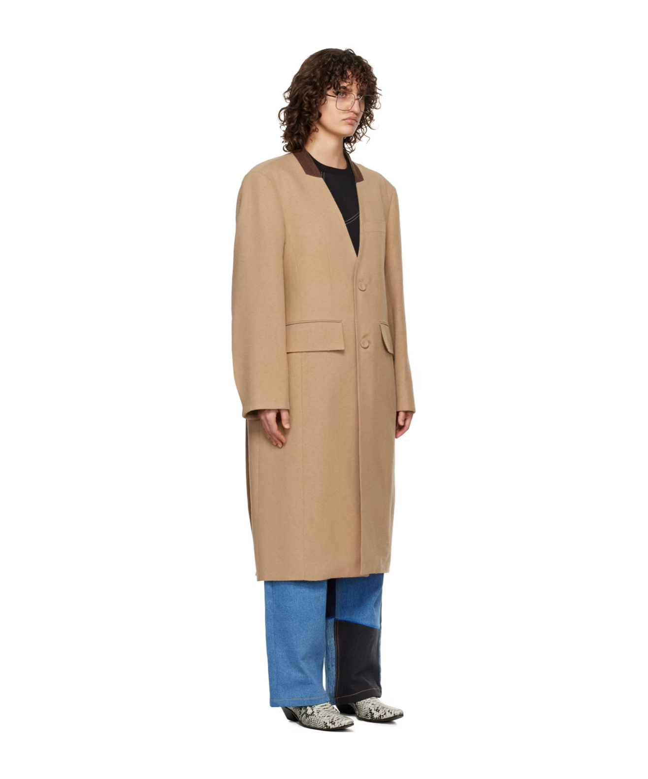 ADER ERROR Y-NECK BUTTON COAT
