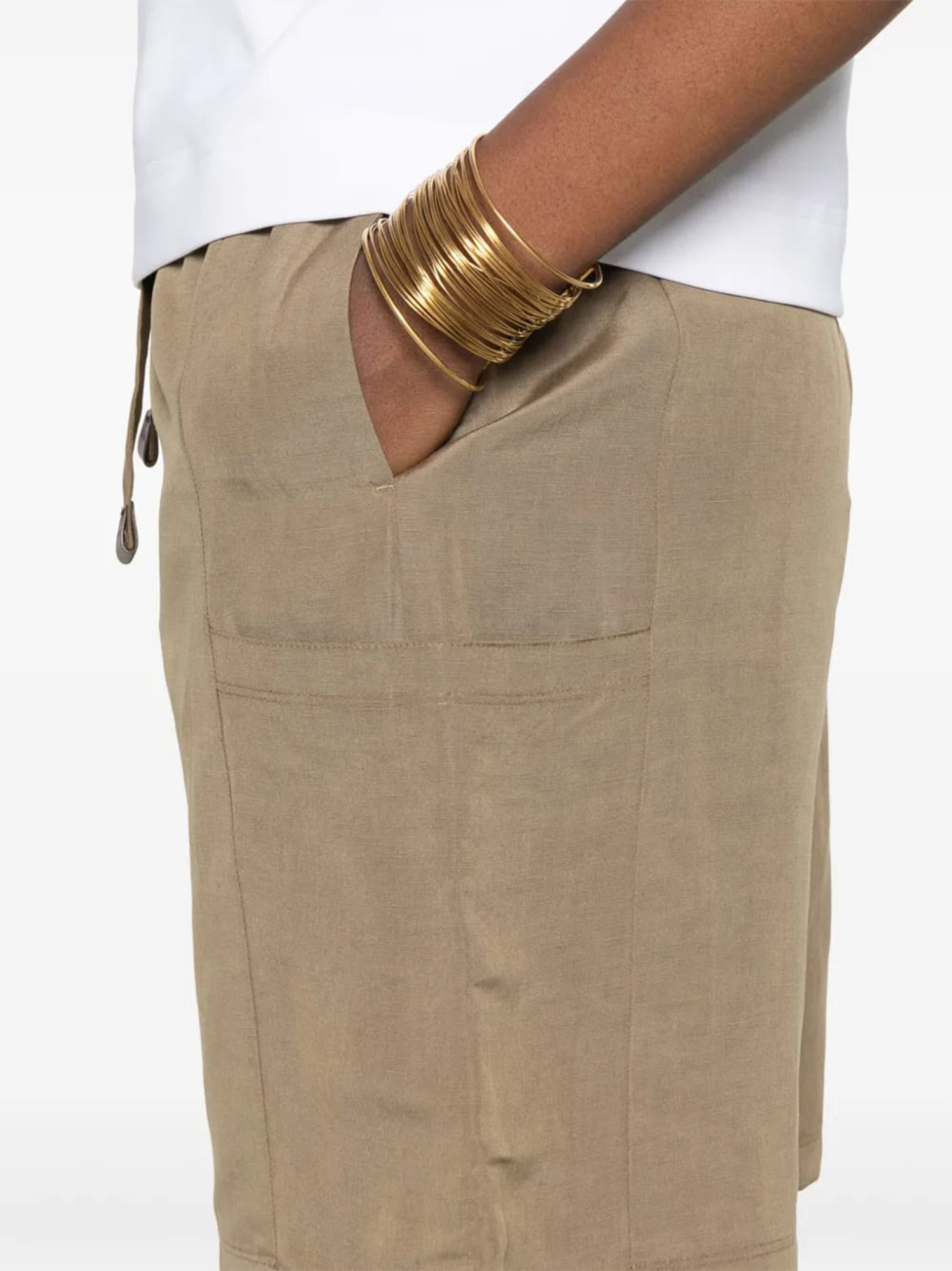 Max Mara Elastic Waist Shorts In Nude