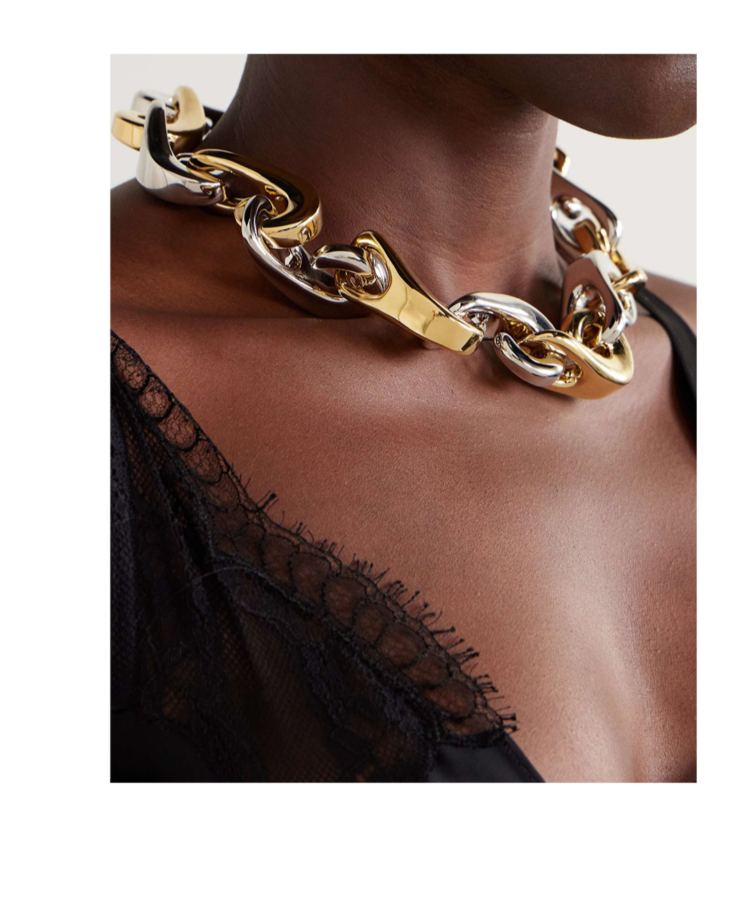 Rabanne Clolurblock Linked Necklace In White