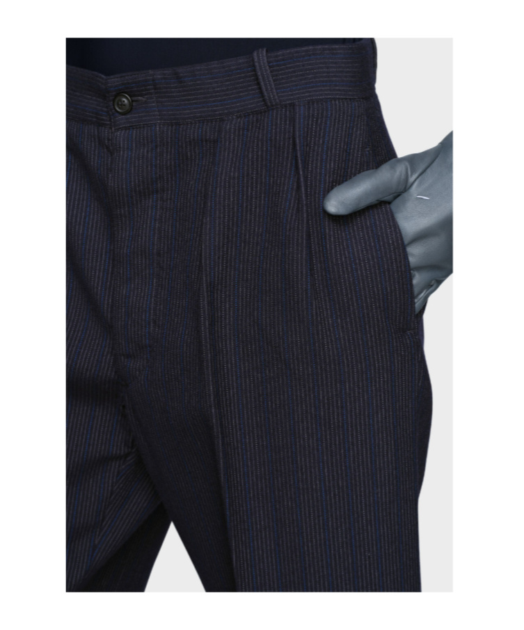 Maison Margiela Pleated Pinstripe Pants In Black