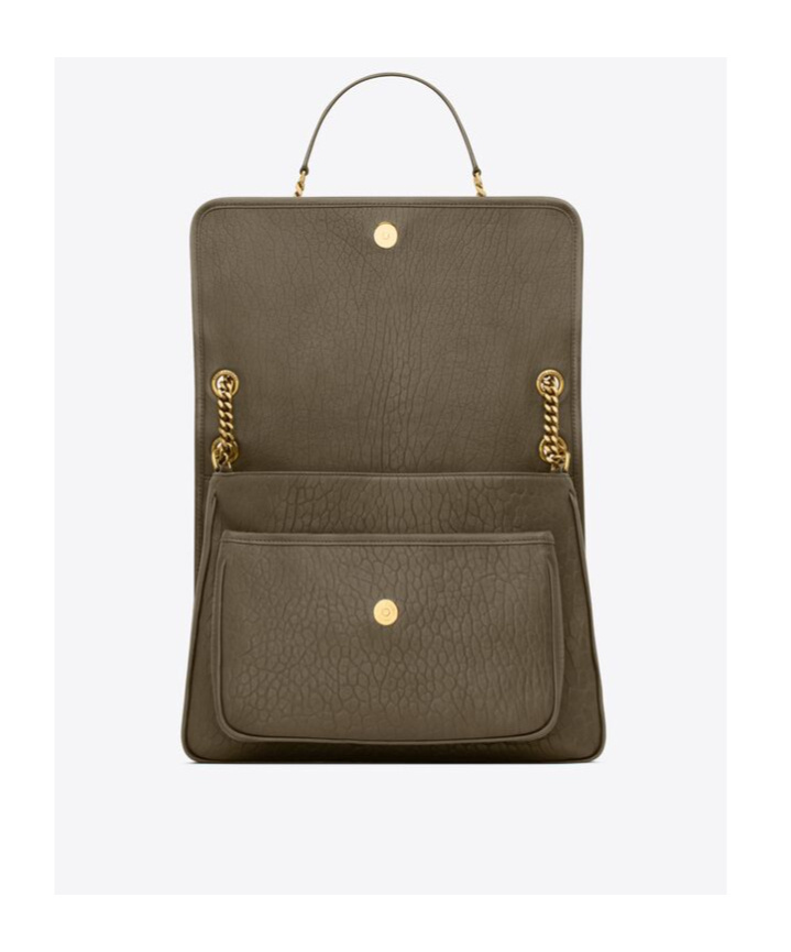 Saint Laurent Niki Large Grain Shoulder Bag In Green