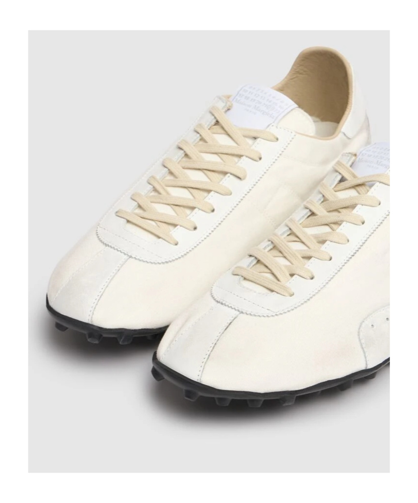 Maison Margiela Sprinters Branded Canvas And Suede Low-top Trainers
