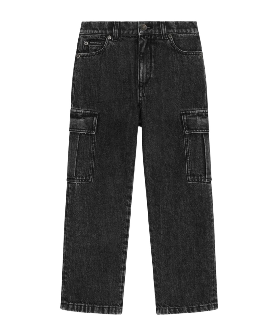 Dolce & Gabbana Logo-plaque Cargo Jeans In Black