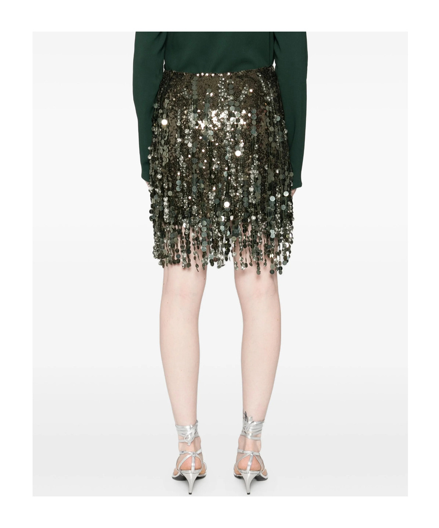 Blumarine Sequin-embellished Fringe Mini Skirt In Gray