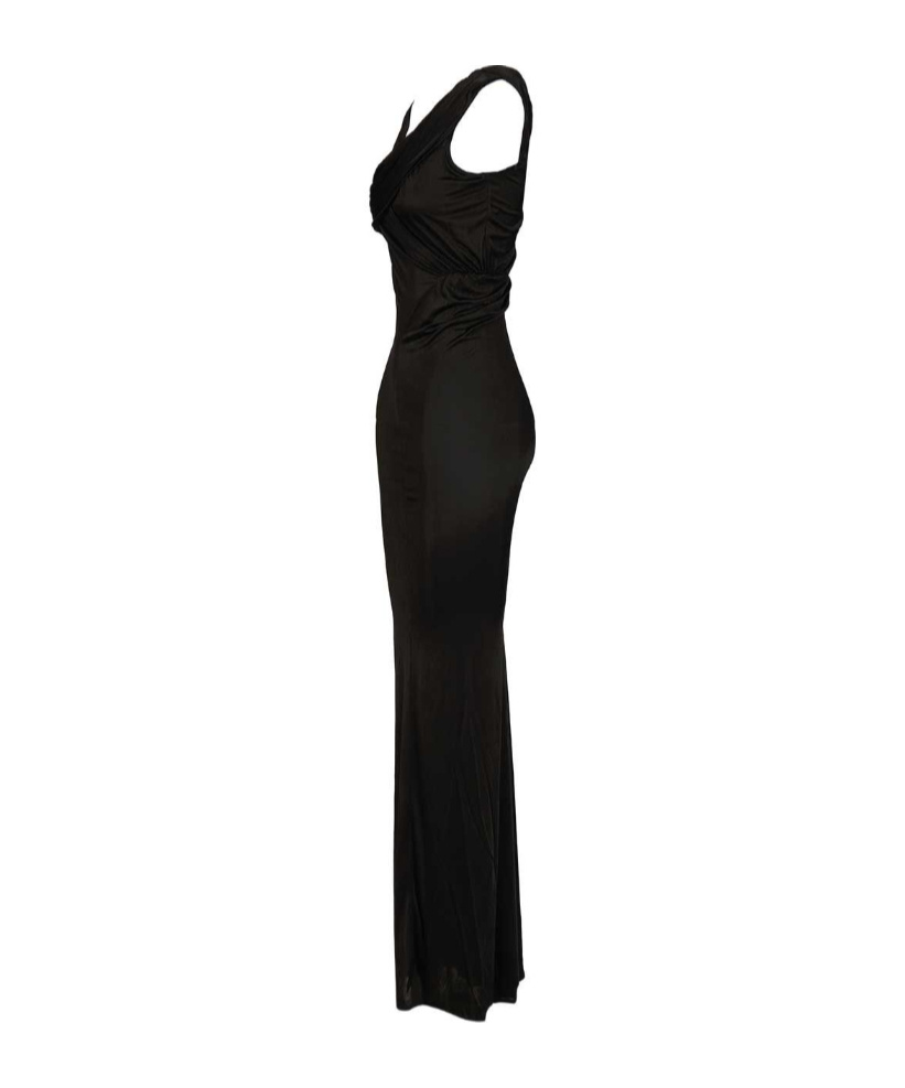 Rick Owens Lilies Sahara V-neck Gown Dress In Black