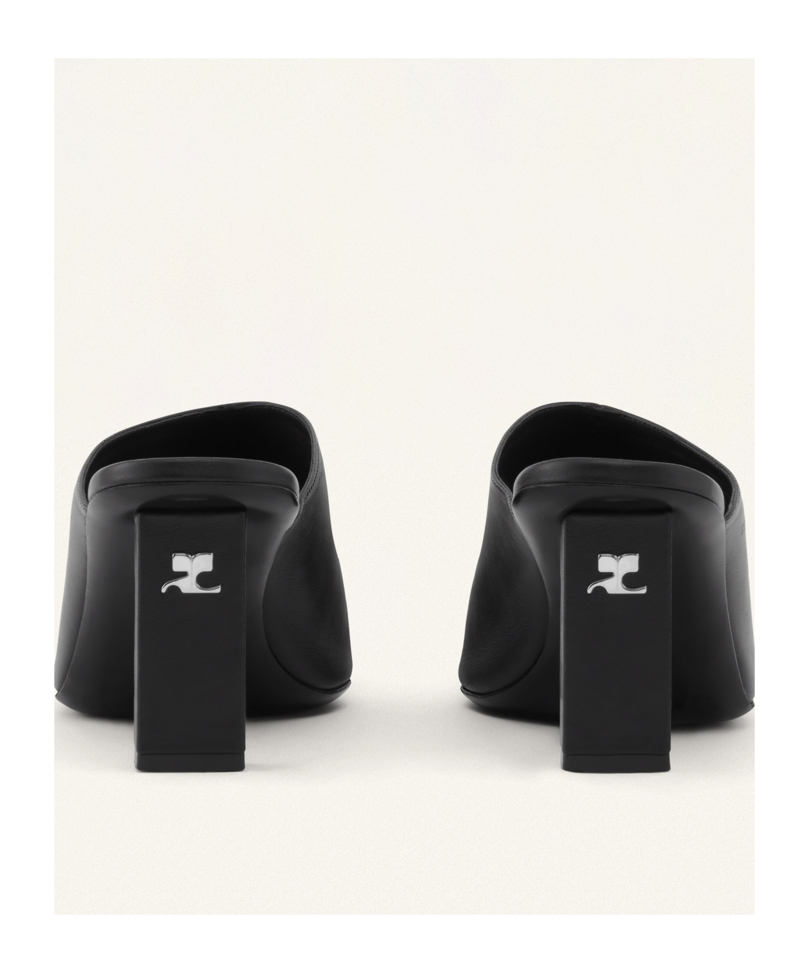 Shop Courrèges Square-toe Leather Mules In Black