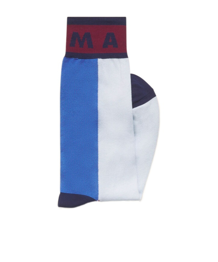 Marni Blue Colour-block Cotton Socks