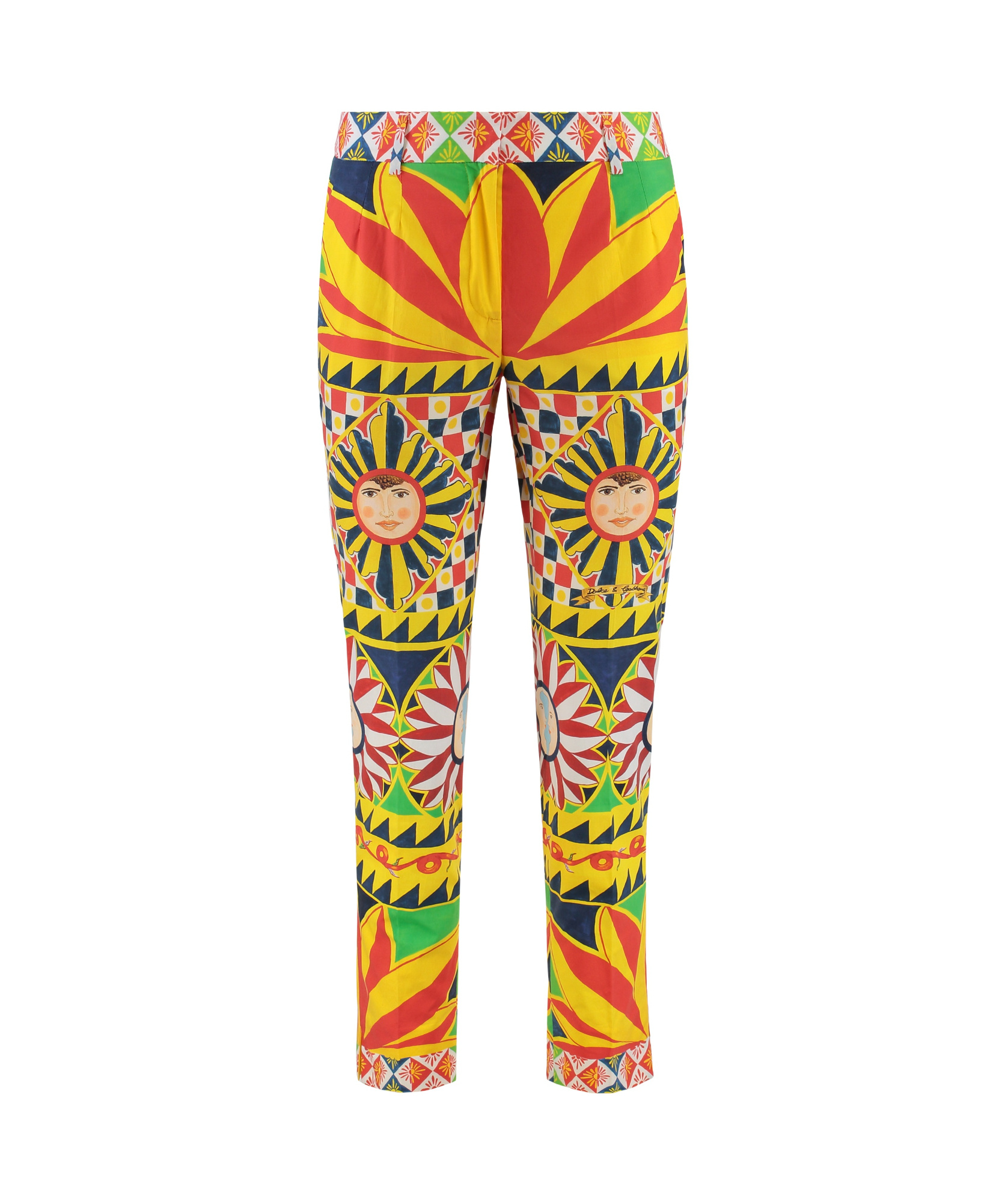 Dolce & Gabbana All-over Print Trousers In Yellow