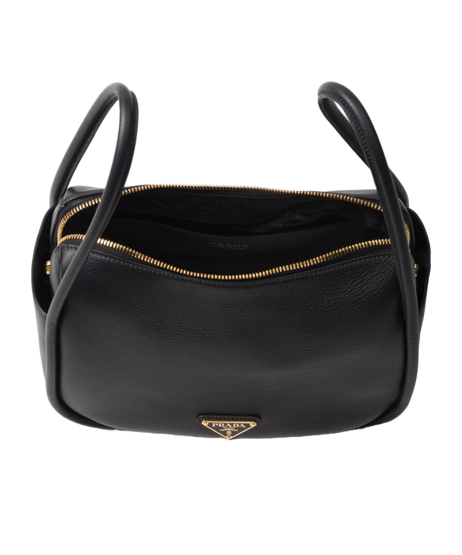 Shop Prada Leather Handbag In Black