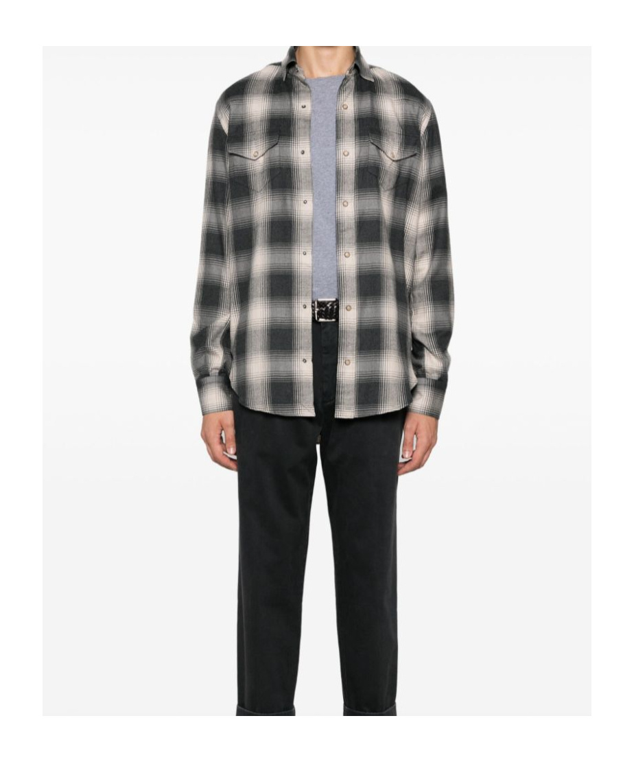Eleventy Lapel Long Sleeve Shirt In Multi