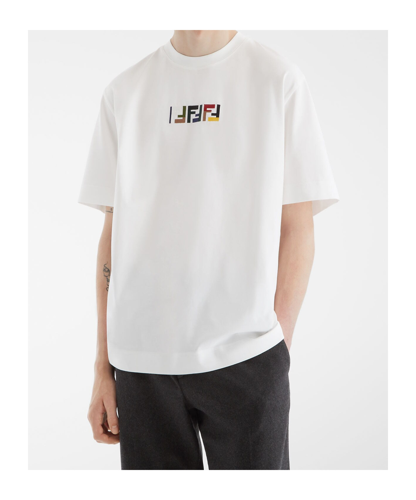 Fendi Cotton T Shirt In White