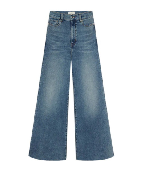 Frame Le Palazzo Crop Wide Leg Jeans In Blue