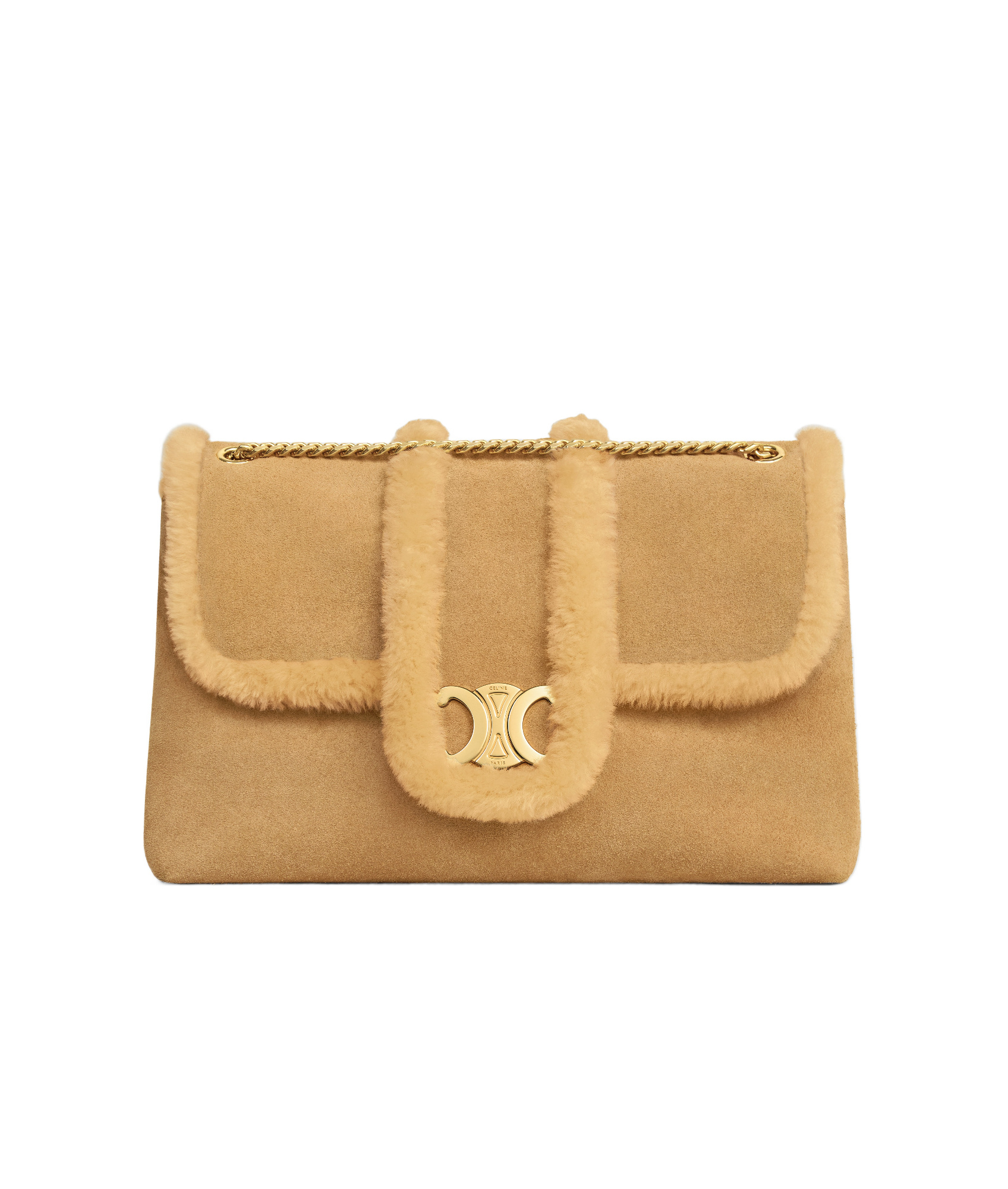Celine Large Flip Shoulder Bag In Nude
