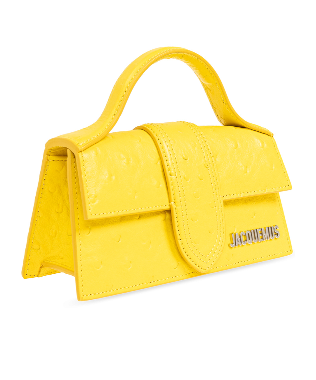 Jacquemus Long Ficiu Calf Leather Shoulder Bag In Yellow