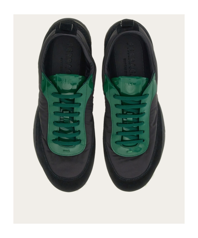 Ferragamo Stitching Low-top Leisure Sneakers In Black
