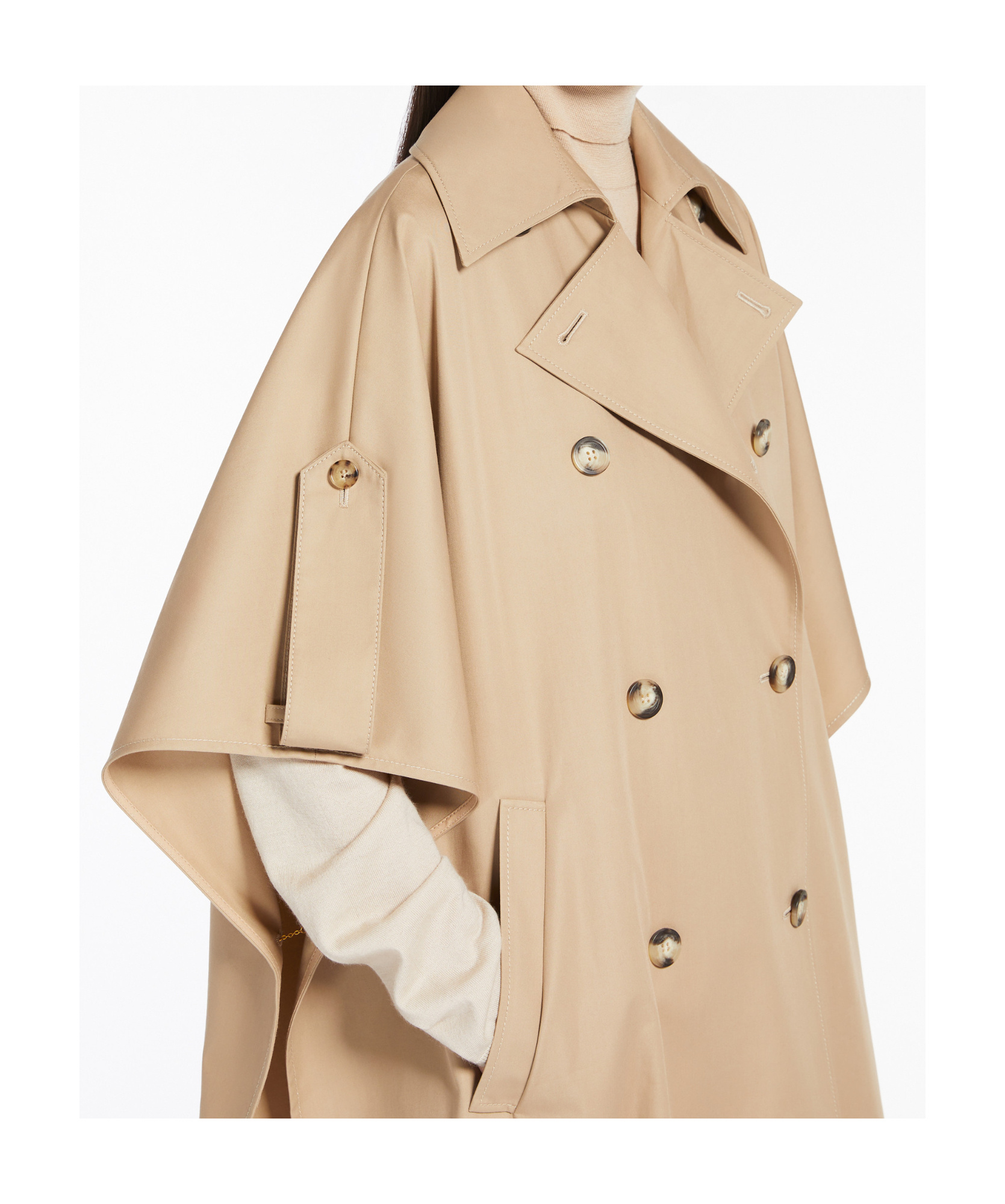 Max Mara Womens Colonial Finezza Double-breasted Relaxed-fit Cotton Cape In Nude