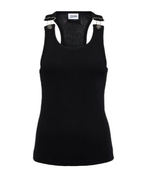 Jean Paul Gaultier Ribbed Tank Top With Overall Buckles Black