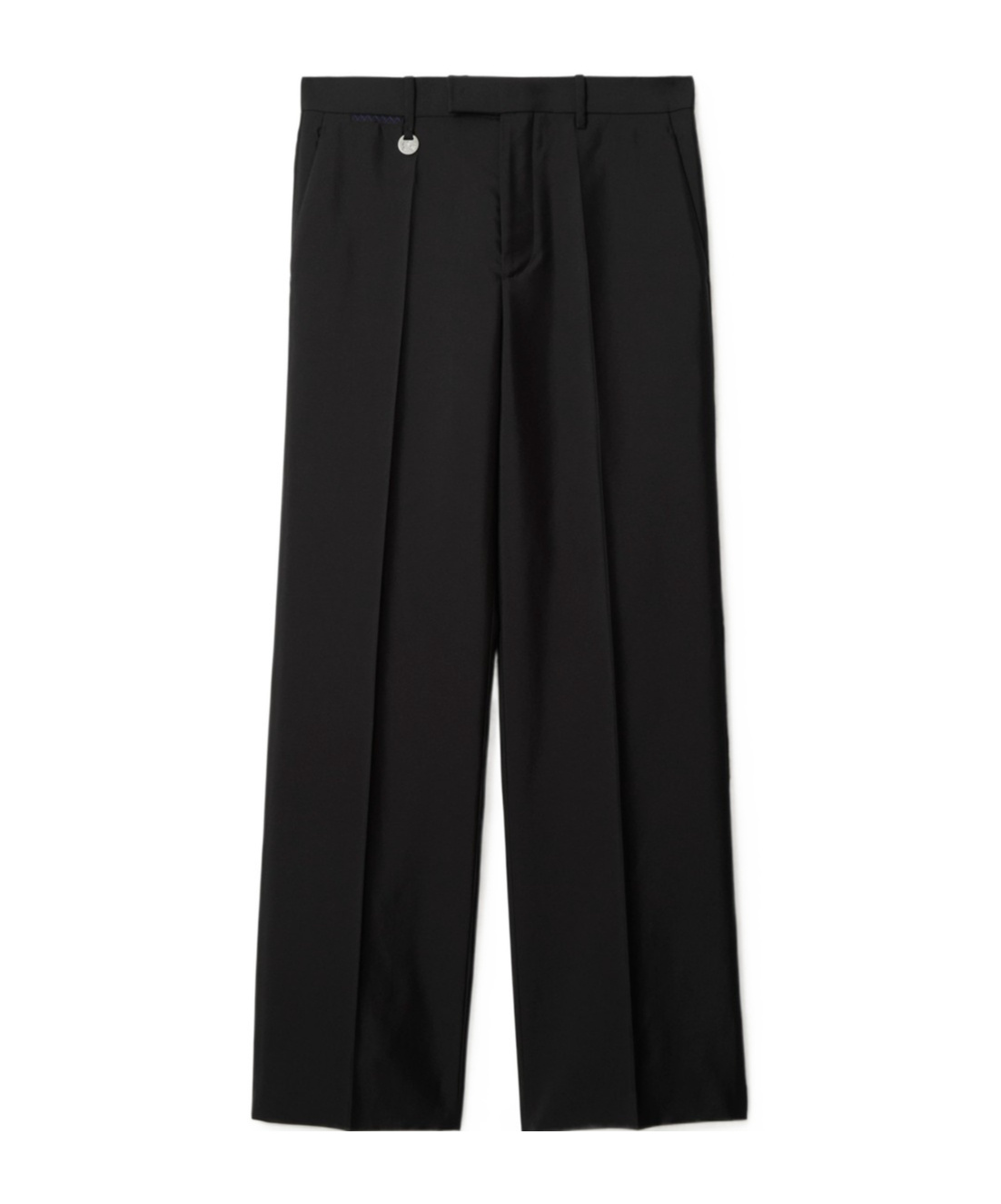 Burberry Suit Pants In Navy Blue Wool. Straight-leg Cut. Zippered Closure And Belt Clip. In Black