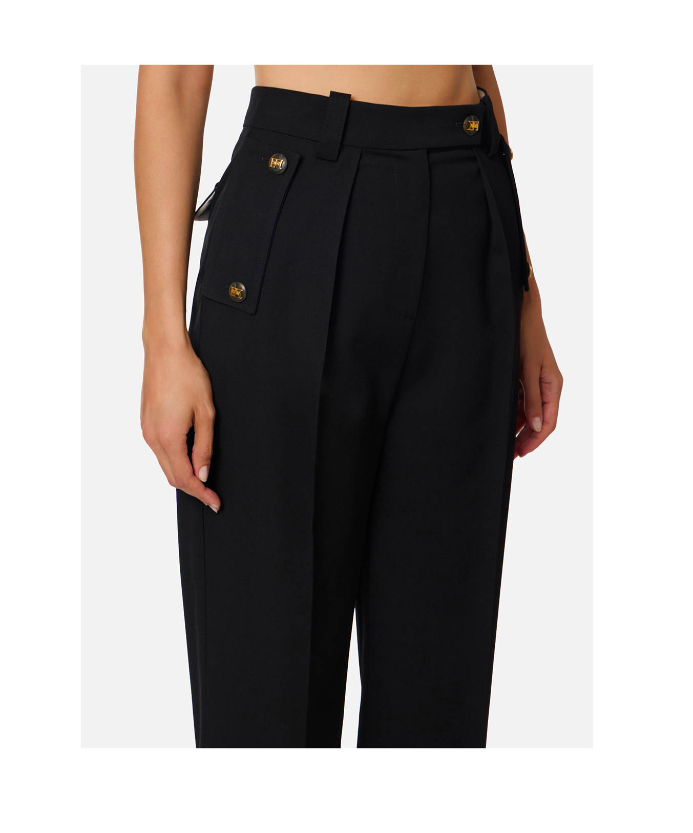 Elisabetta Franchi Trousers With Pleats And Pockets In Black