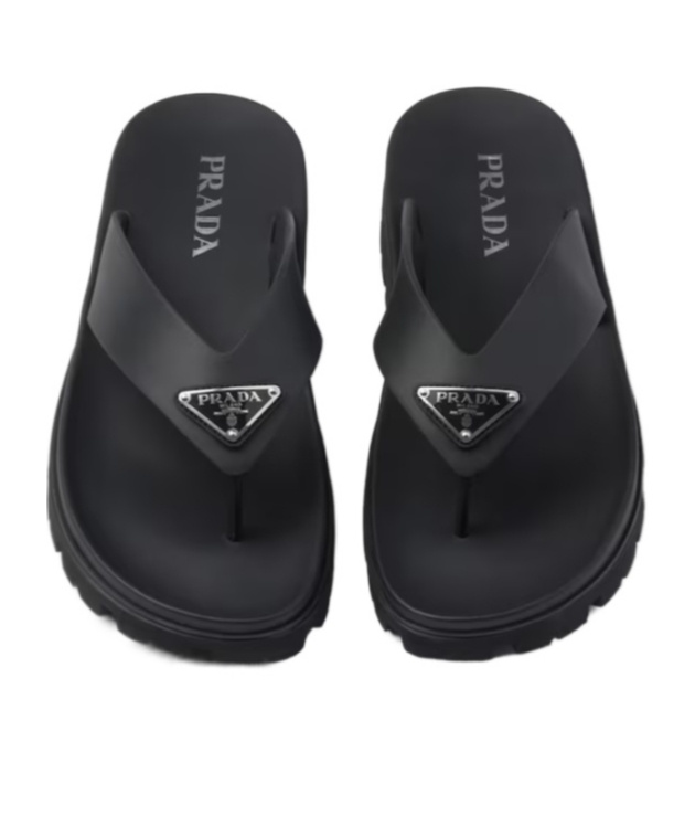 Prada Black Sandals With Wide Strap And Durable Sole In Black