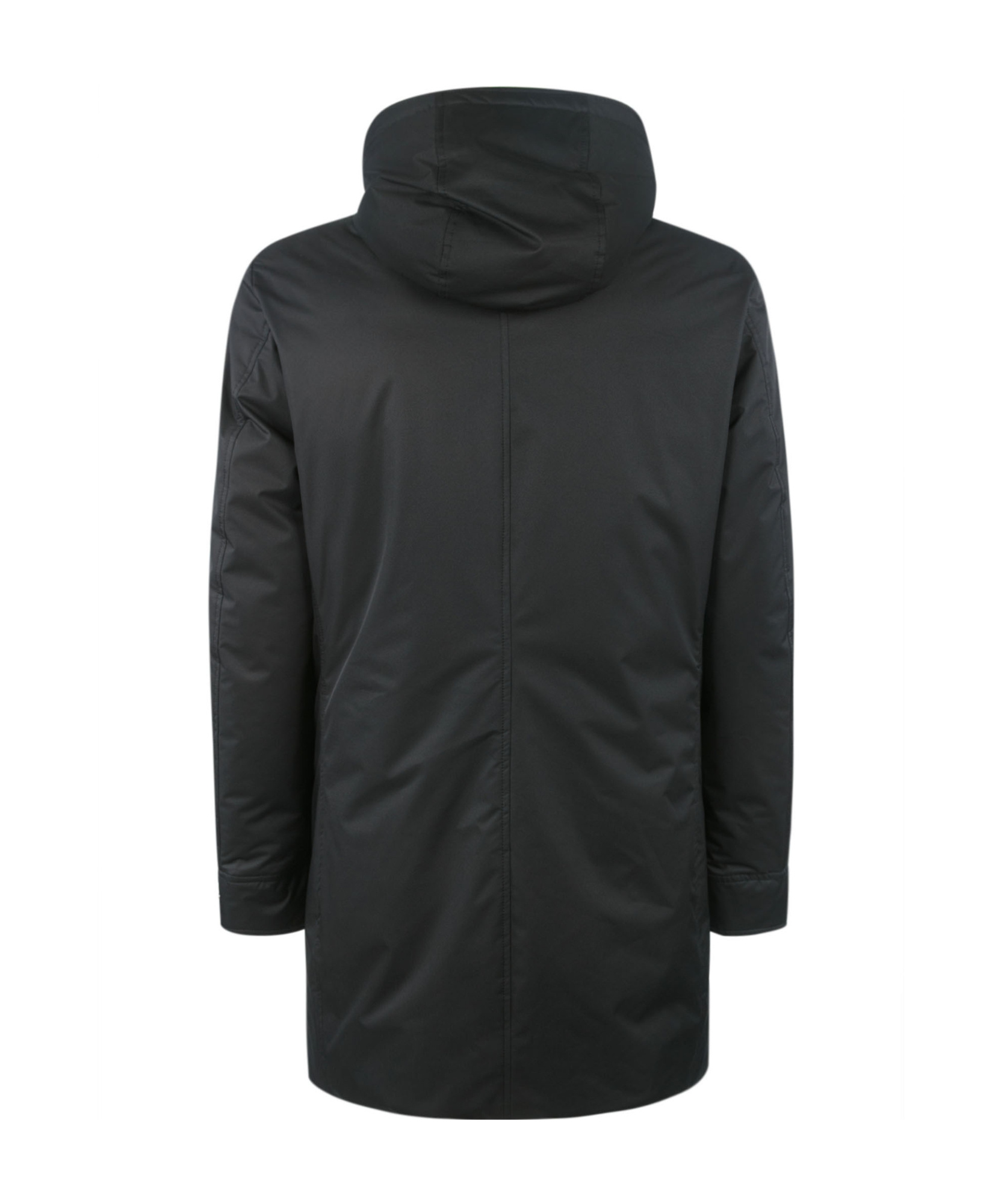 Moorer High Neck Hooded Jacket With Side Pockets In Black