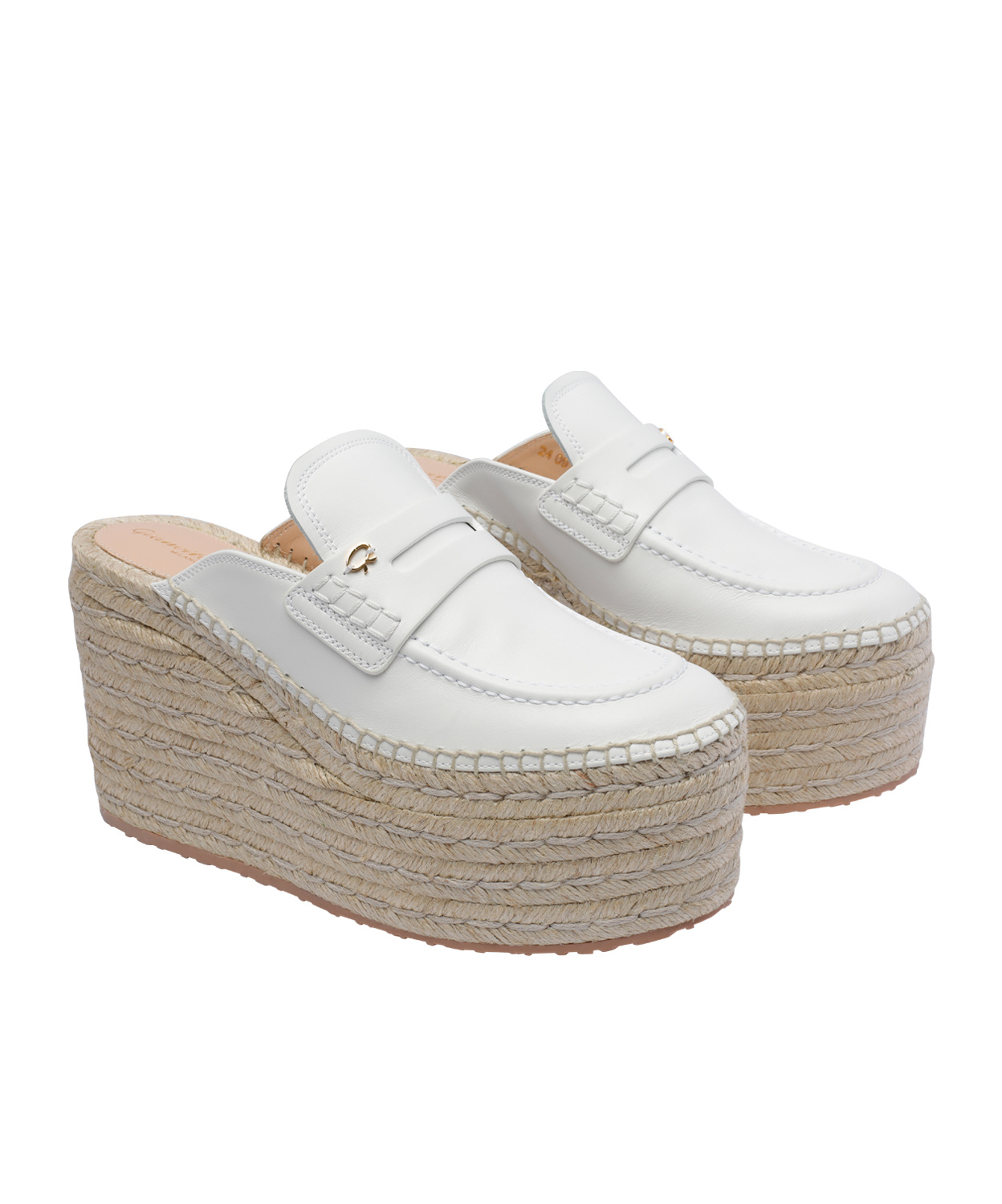Gianvito Rossi Round Toe Platform Mules With Espadrille Sole