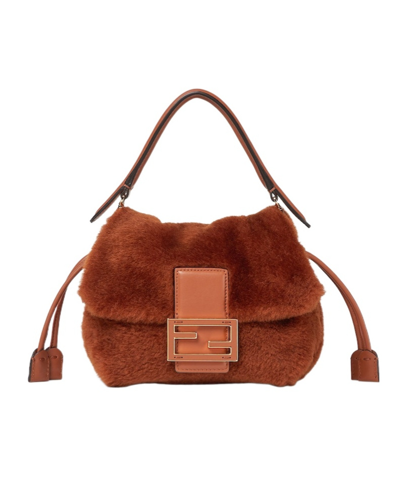 Fendi Brown Shearling Mini-bag In Brown