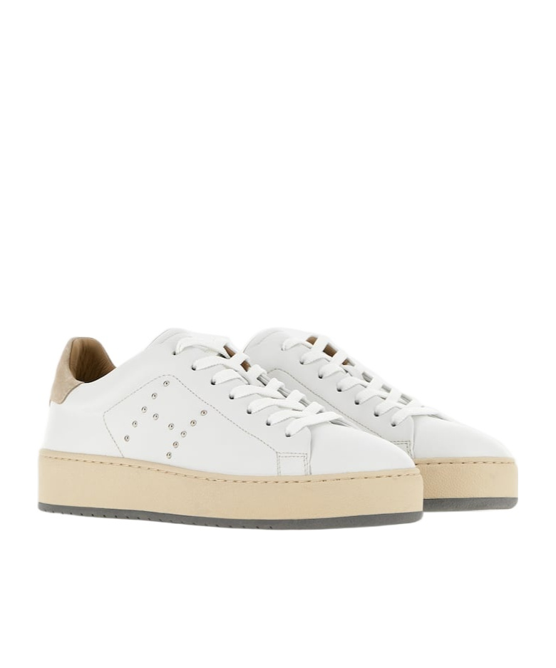 Hogan Leather Sneakers With Suede Toe In White