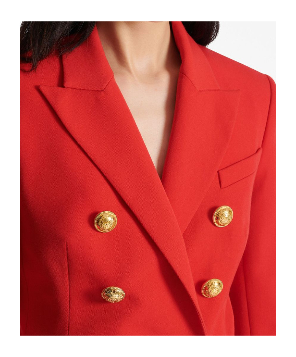Balmain Classic Wool Blazer With Button Detail In Red