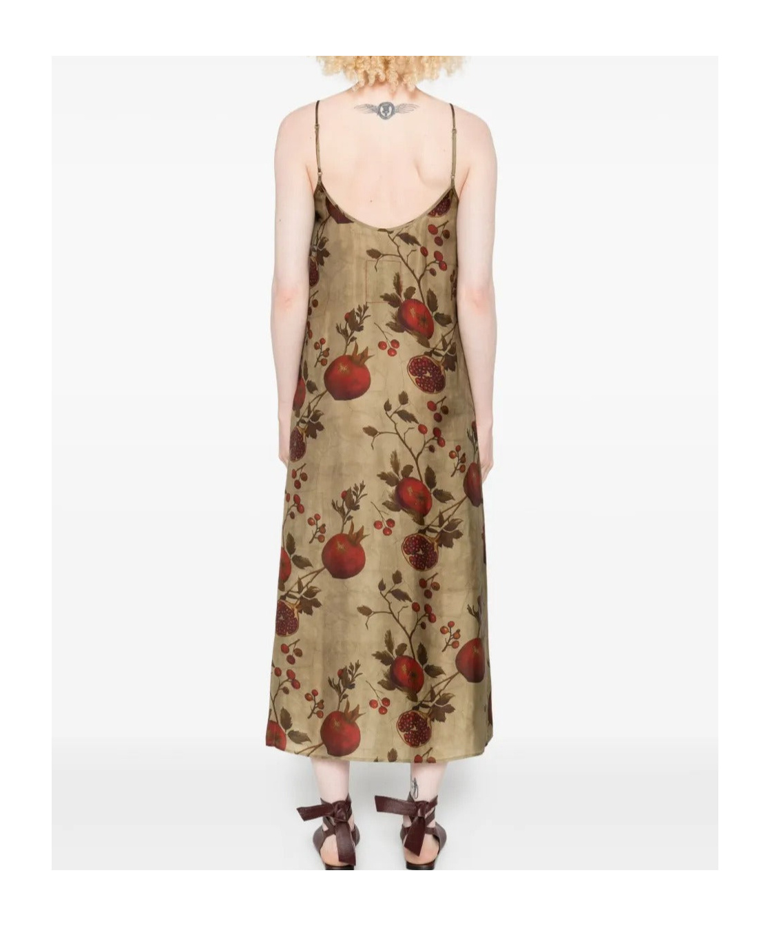 Uma Wang Pomegranate Print Slip Style Midi Dress In Green