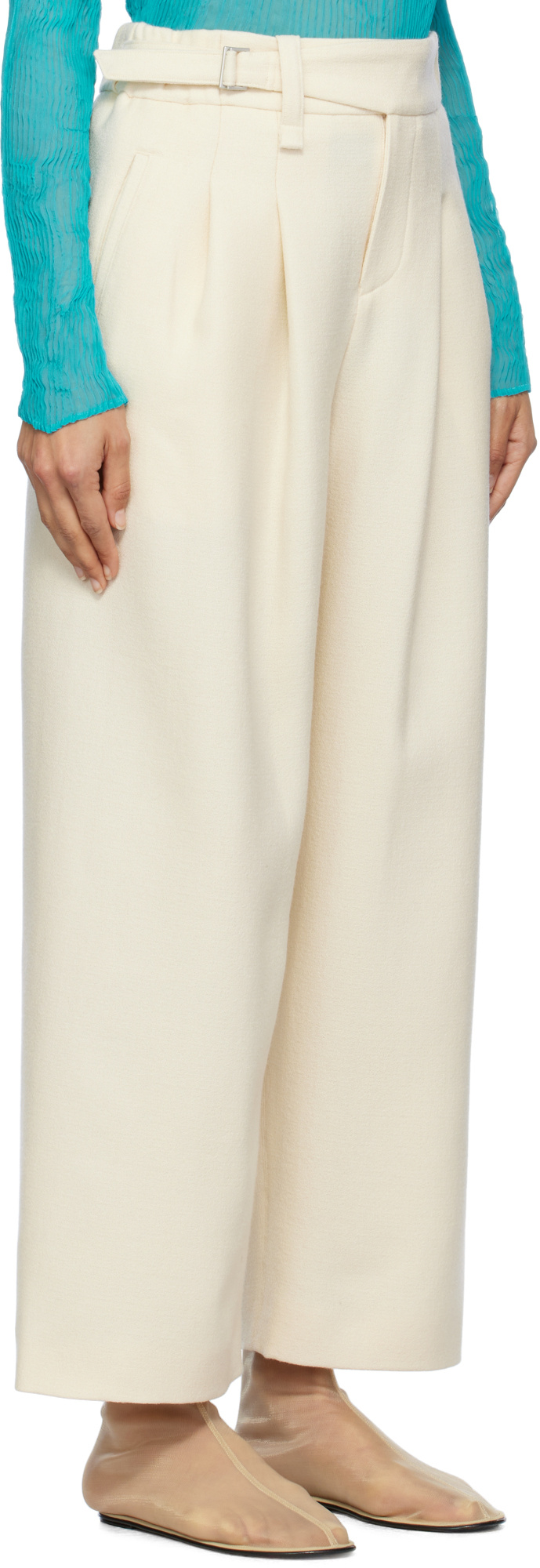 Issey Miyake Off-white Entwine Trousers In Nude